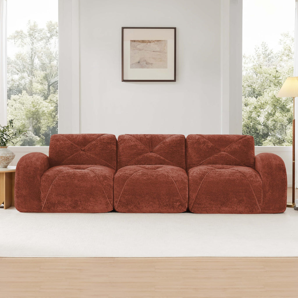 110" Orange Velvet Modular Sofa L6814