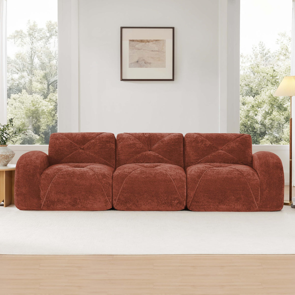 110" Orange Velvet Modular Sofa L6814