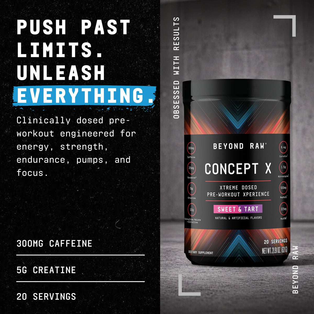 Pre-Workout Powder with Caffeine, L-Citrulline, Creatine, Beta-Alanine, 20 Servings V717