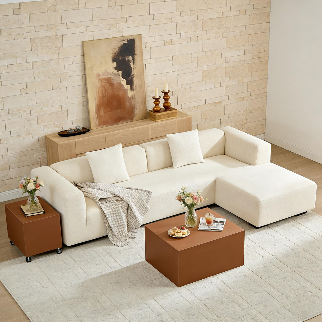 Brown Rolling Leather Coffee Table Set of 2 N2555
