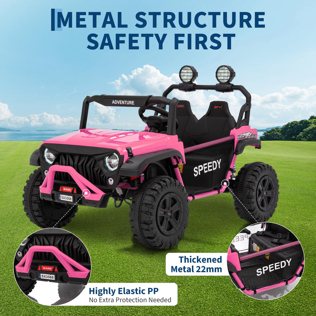 24V 4WD 2 Seater Ride on Car with Remote Control, Pink H9572