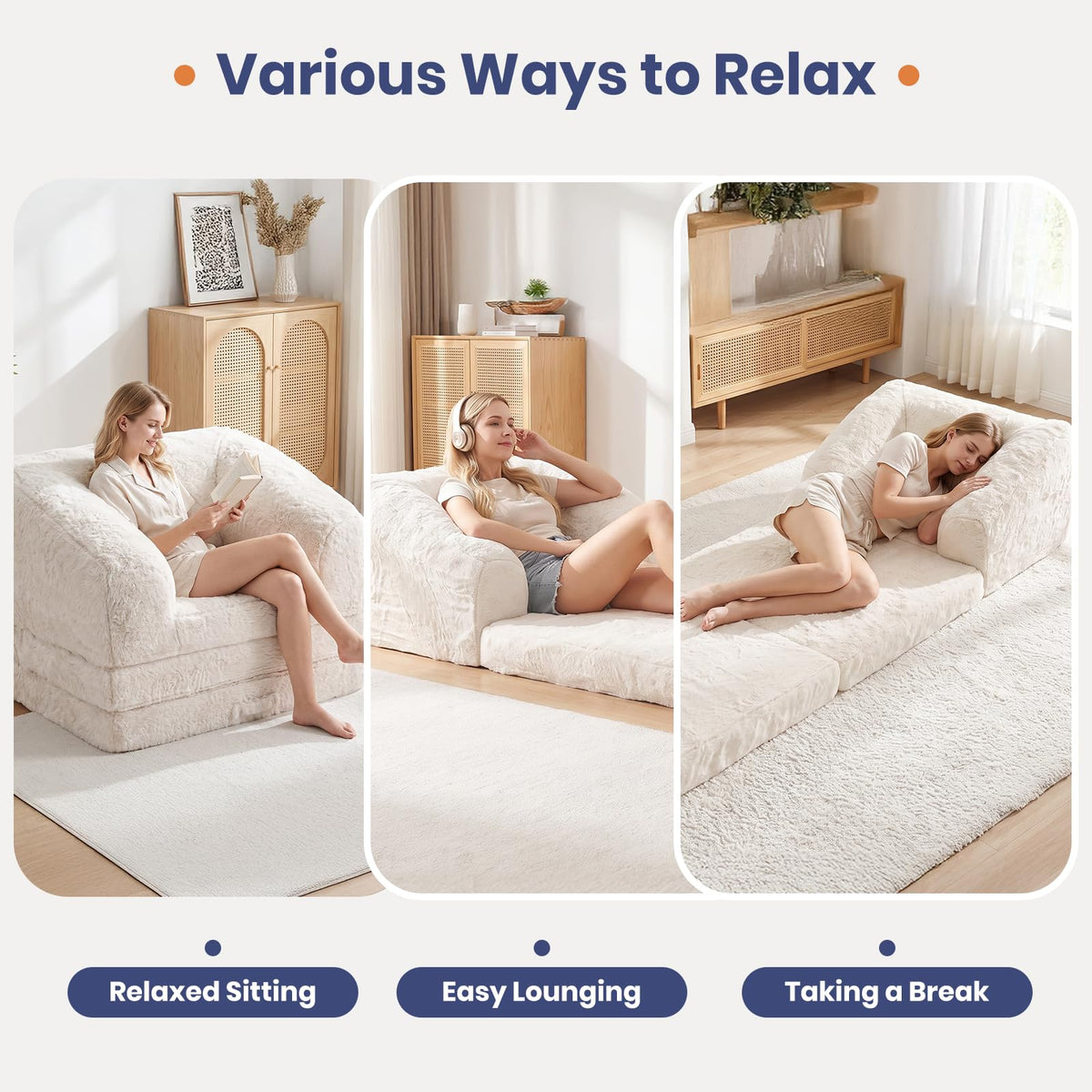 Convertible Folding Sofa Bed 2 in 1 Portable Floor Couch C96511
