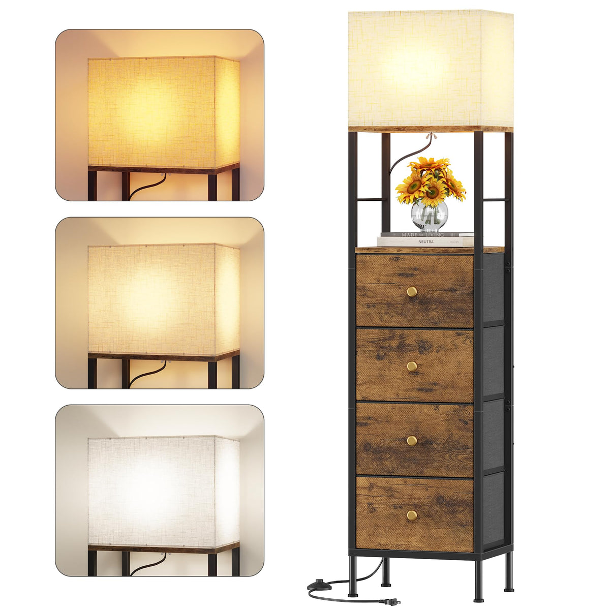 Tall Nightstand with Light & 4 Drawers L7059