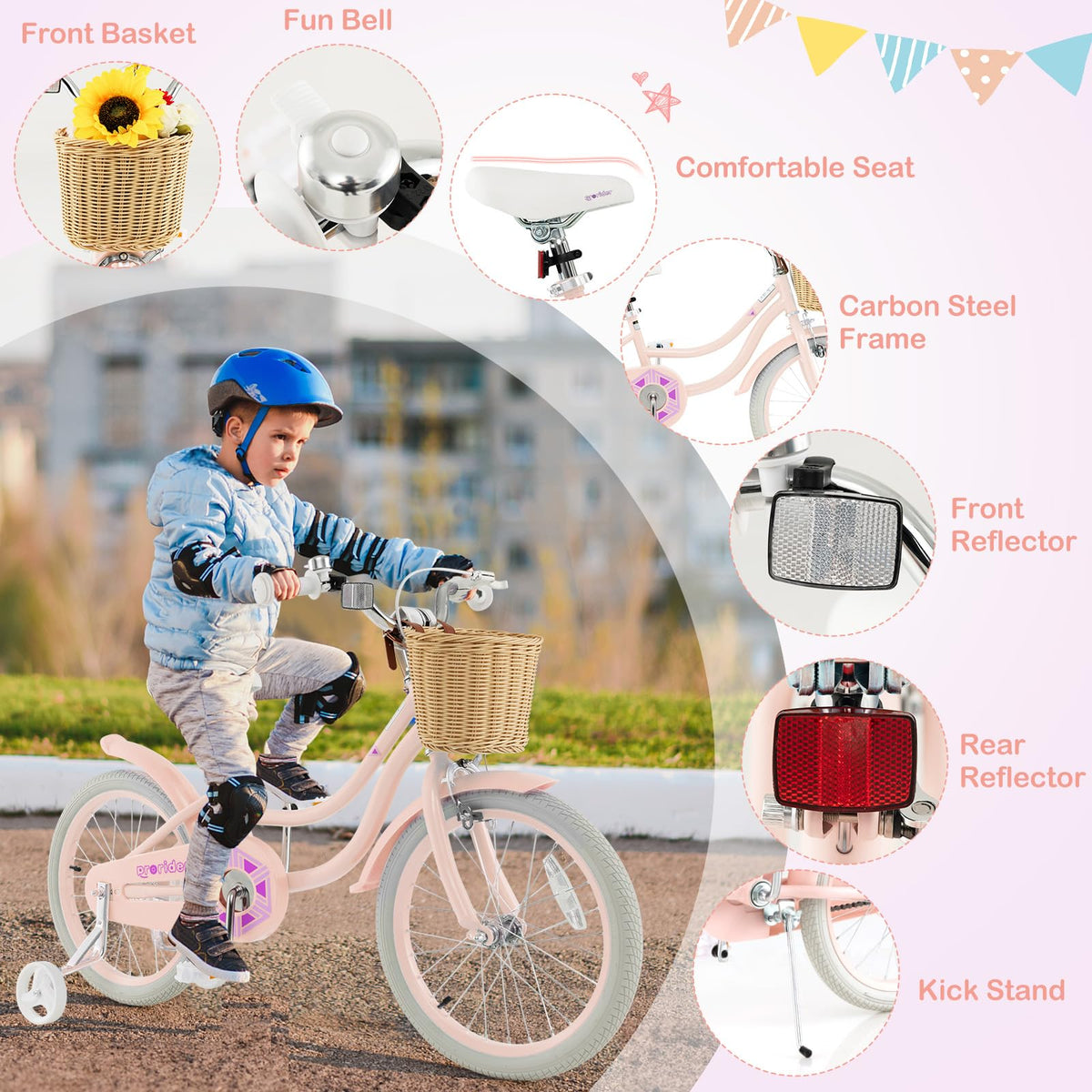 14 16 18 Inch Kids Bike with Training Wheels J5078