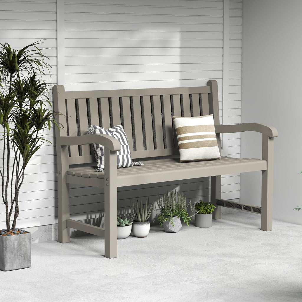 Grey 2-Person Resin Outdoor Bench R6494