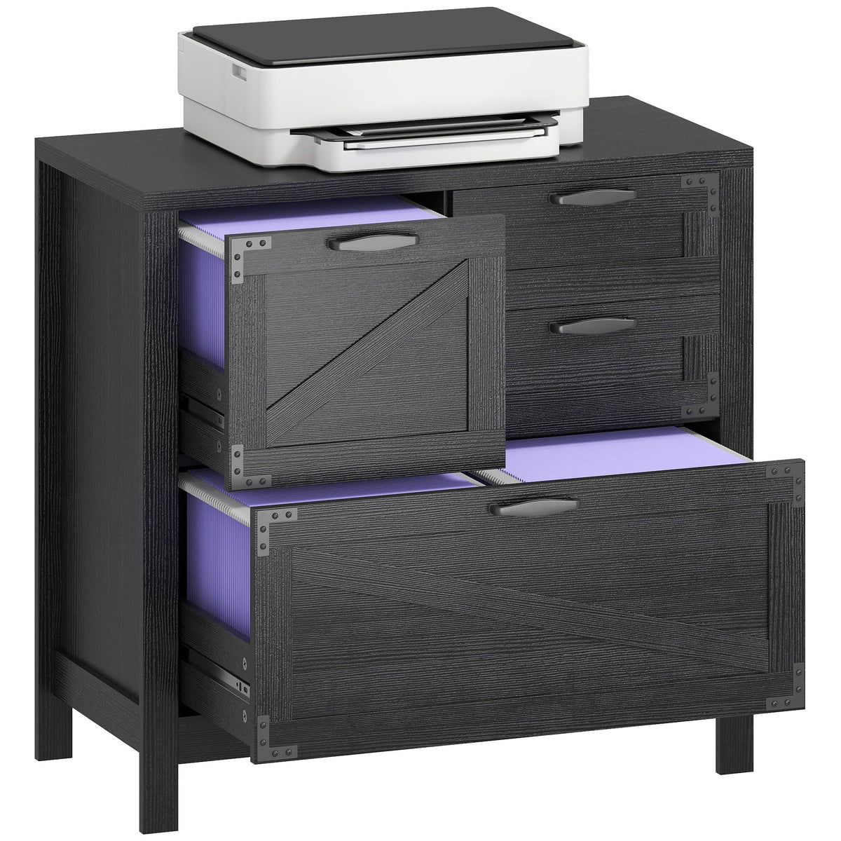 Black 4 Drawer File Cabinet B252661