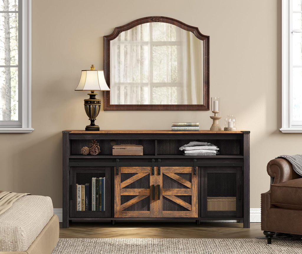 Dark Walnut Black Entertainment Center B56721