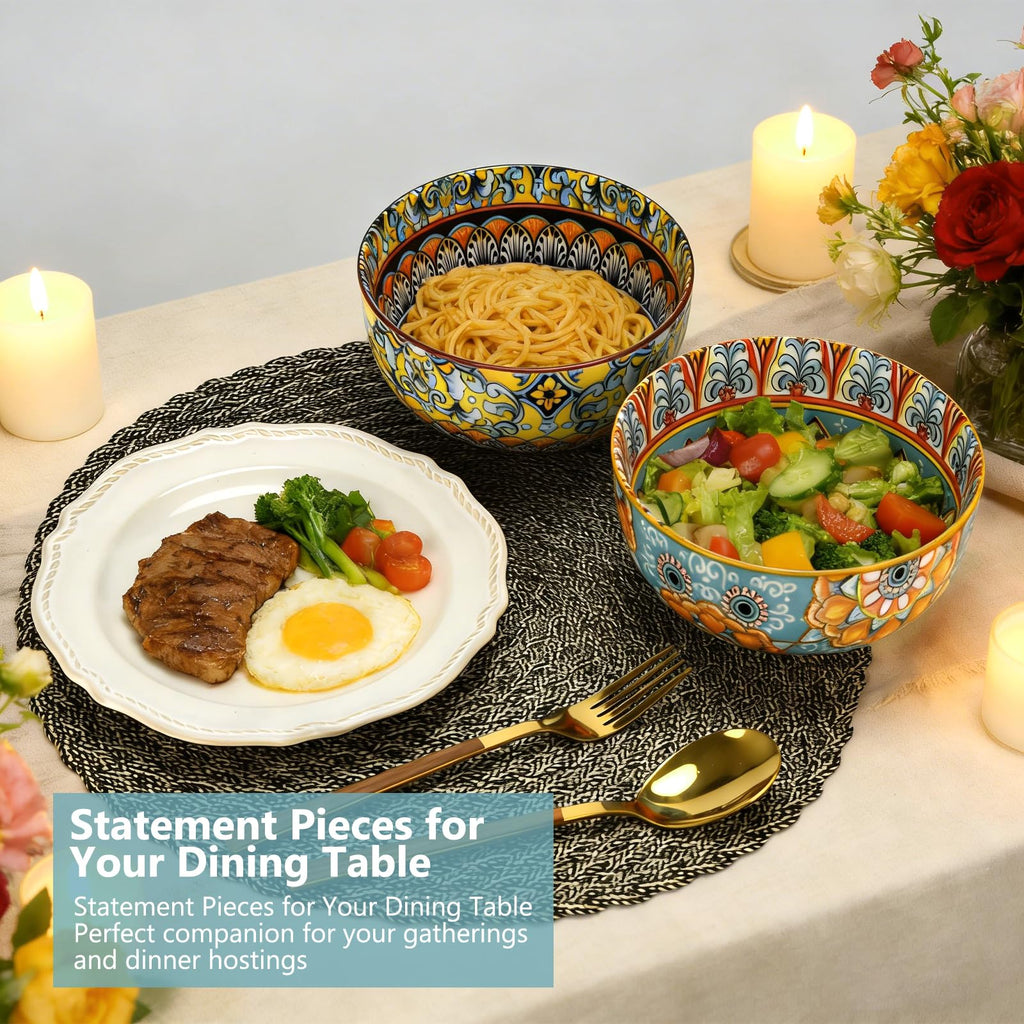 Set of 4 34oz Bohemian Ceramic Bowls V16212