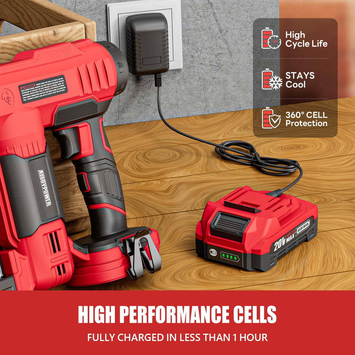 2 in 1 Cordless Brad Nailer and Electric Stapler with Battery and Charger O681859