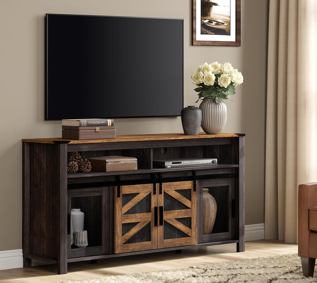 Dark Walnut Black Entertainment Center B56721