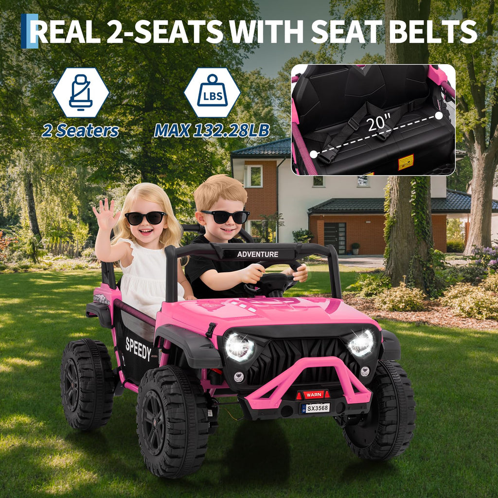 24V 4WD 2 Seater Ride on Car with Remote Control, Pink H9572