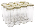 16 Ounce Glass Wide Mouth Canning Jars with Gold Metal Lids, Case of 12 I18472