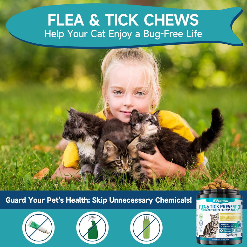 Natural Flea & Tick Prevention Bundle for Cats & Dogs, 200 Chews + Herbal Drops W7419