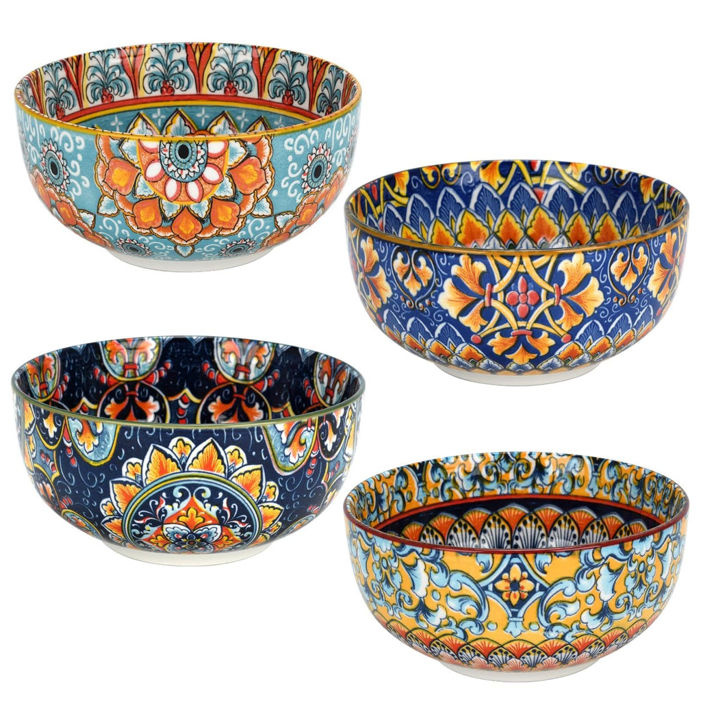 Set of 4 34oz Bohemian Ceramic Bowls V16212