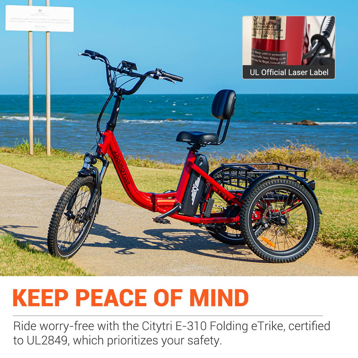 Folding Electric Tricycle 750W 48V 20Ah UL2849 W13984