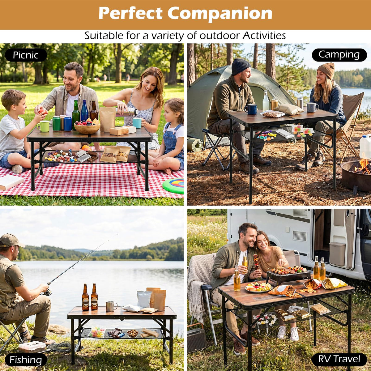 3 FT Portable Aluminum Folding Camping Table with Carry Handle K2747