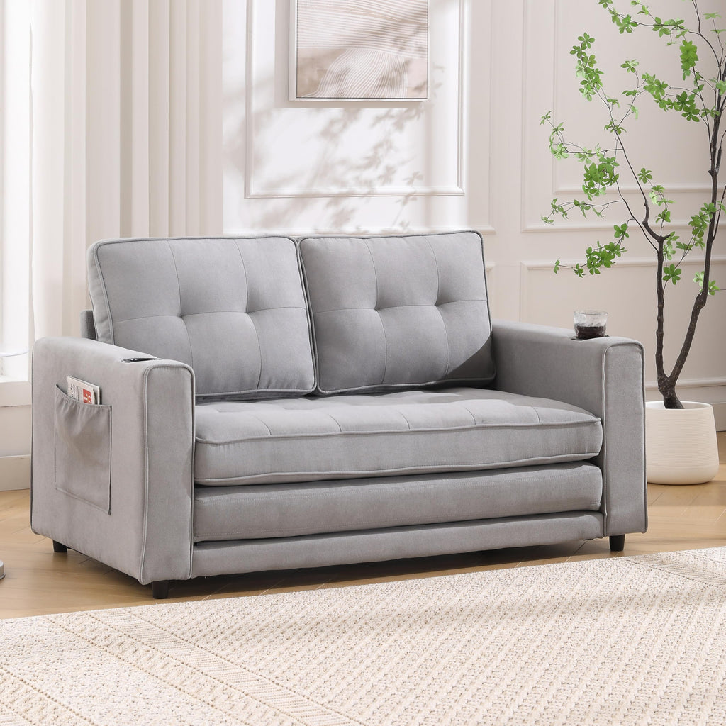 Light Gray Convertible Futon Sofa Bed S6094