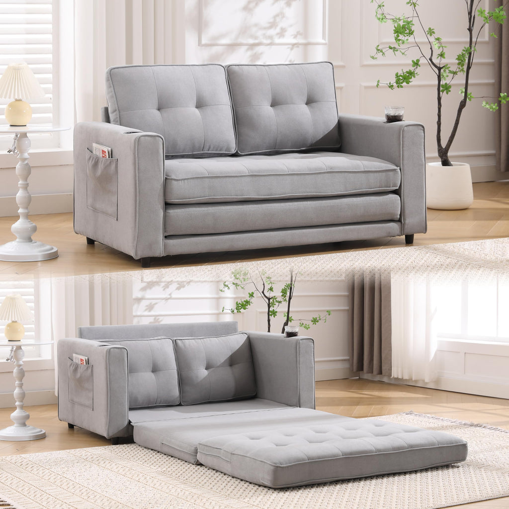 Light Gray Convertible Futon Sofa Bed S6094