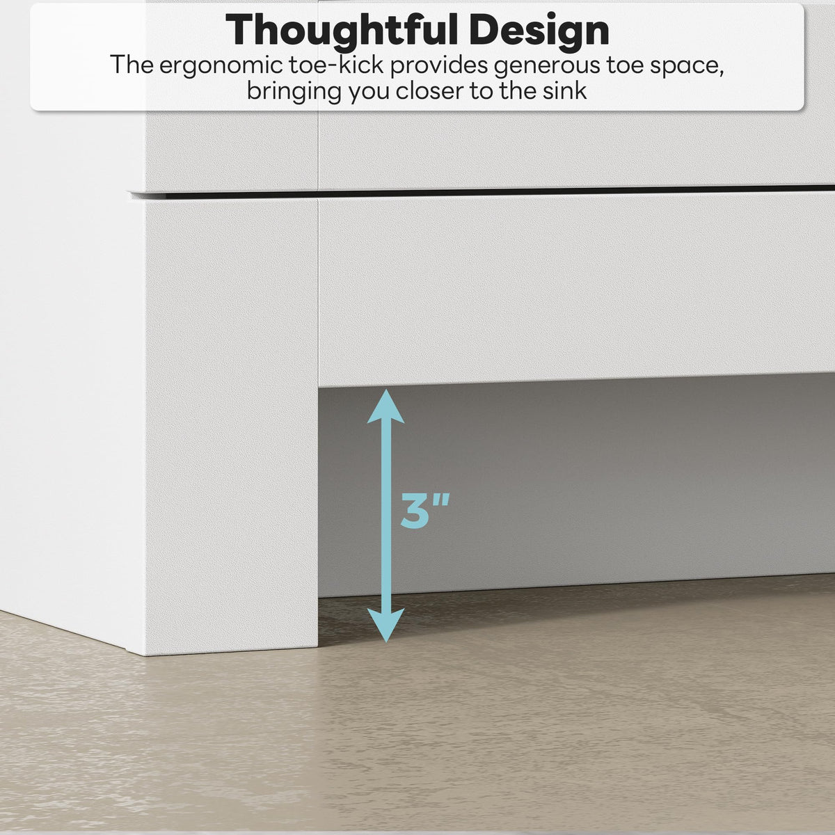 36" White Bathroom Vanity with Sink, 2 Soft-Close Drawers & Doors N605