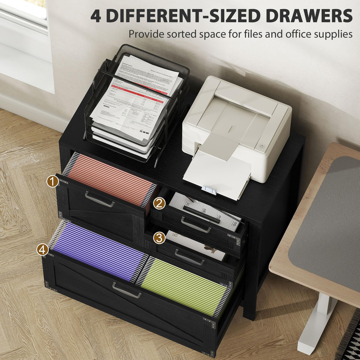 Black 4 Drawer File Cabinet B252661