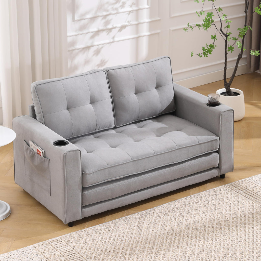 Light Gray Convertible Futon Sofa Bed S6094