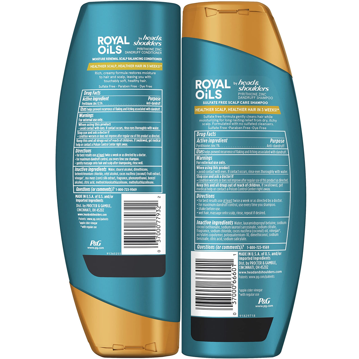Shampoo and Conditioner Set 1% Pyrithione Zinc 12.8 fl oz D730