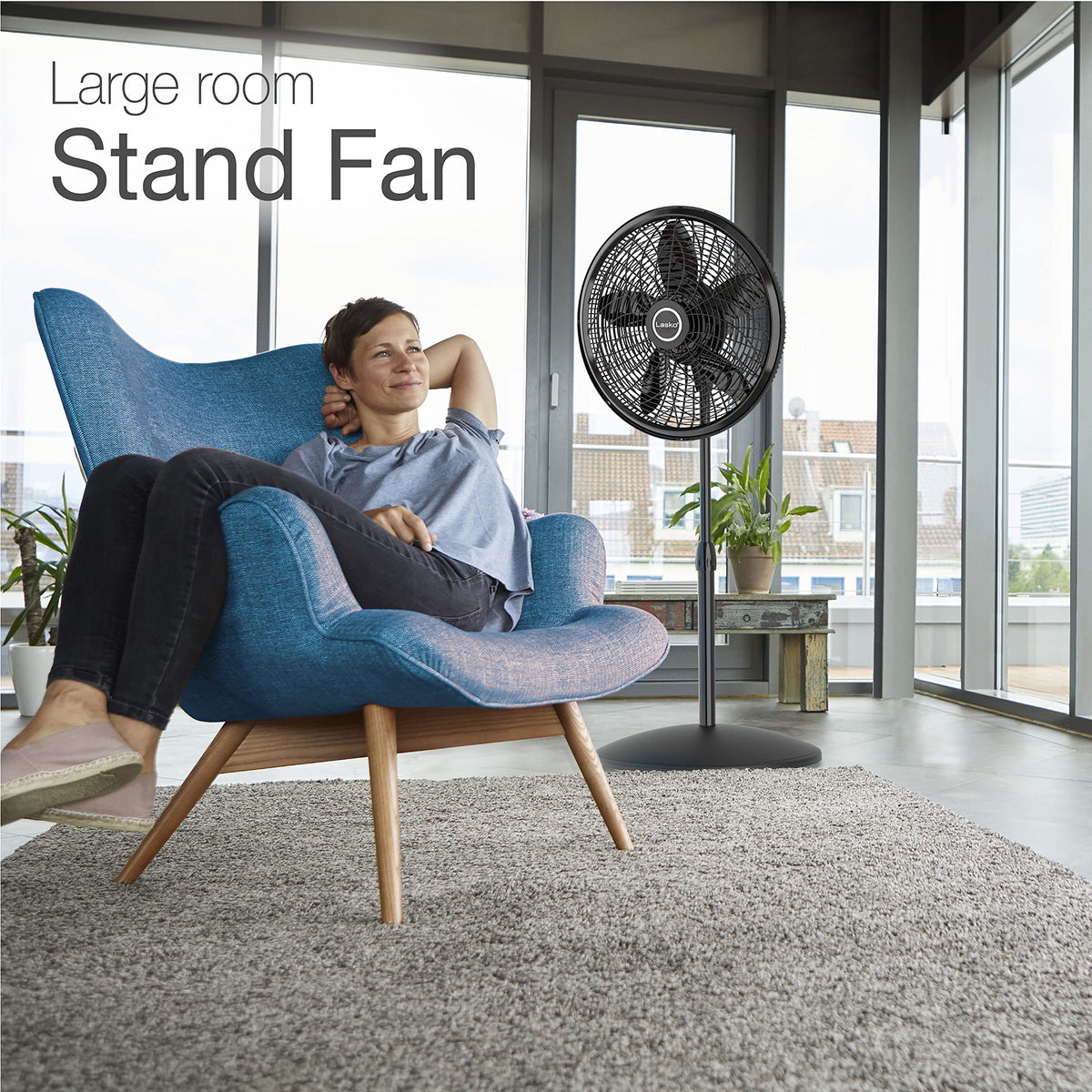 White 16 Inch and Black 18 Inch Oscillating Pedestal Stand Fans K63651