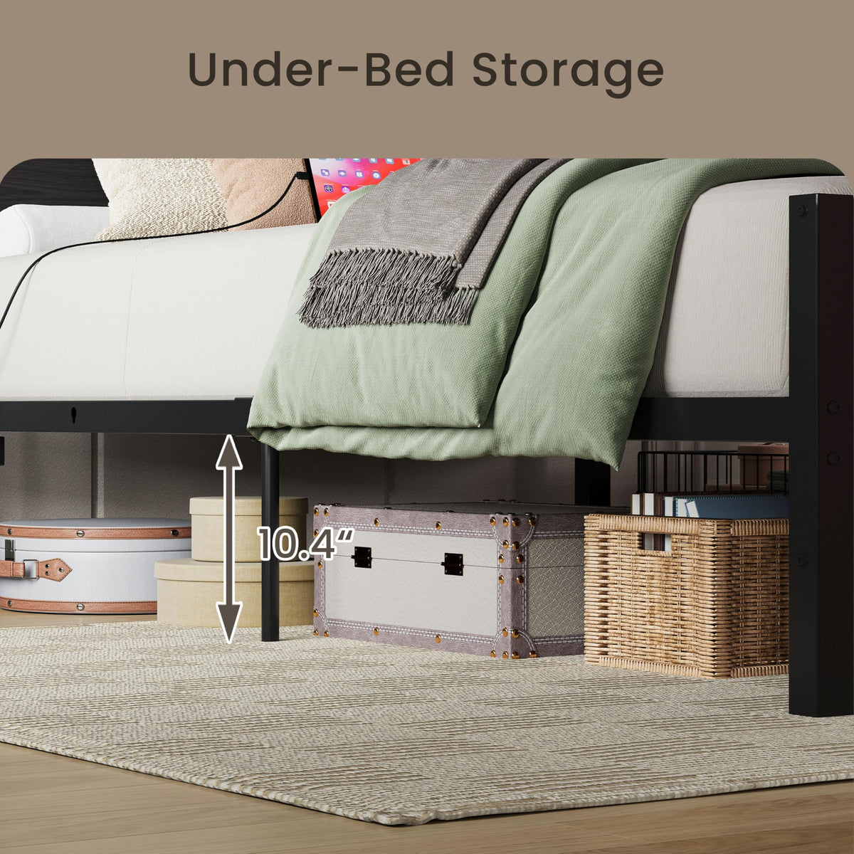 Twin XL Bed Frame with 2 Storage Drawers F96293